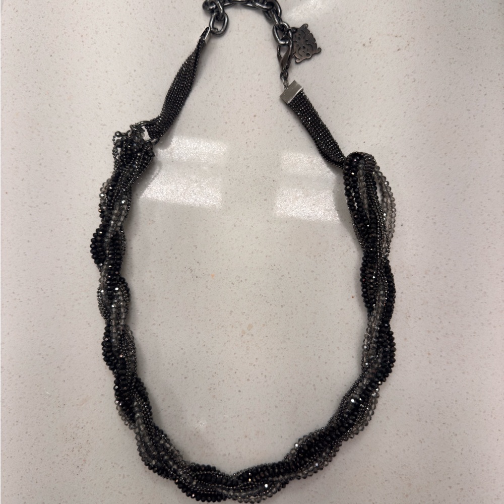Elegant Black and Silver Beaded Necklace